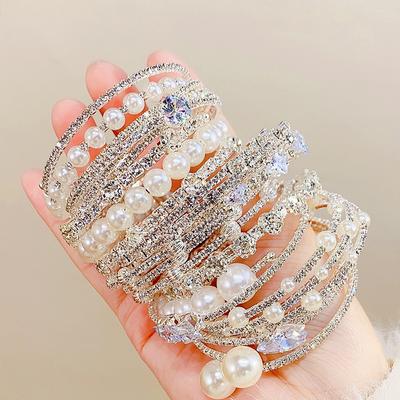 Elegantes Armband aus Kunstperlen, mehrschichtiges, dehnbares Perlenarmband
