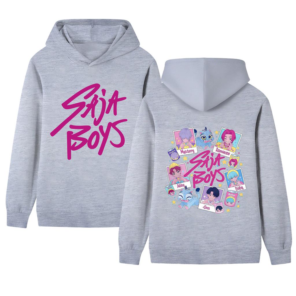 B1206-2 Kids Boys Girls Kpop Rumi Zoey Mira Sajaboys Double-sided Print Long Sleeves Hoodie