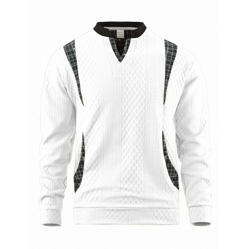 Men Textured Diamond Pattern Long Sleeve Knit Sweater S