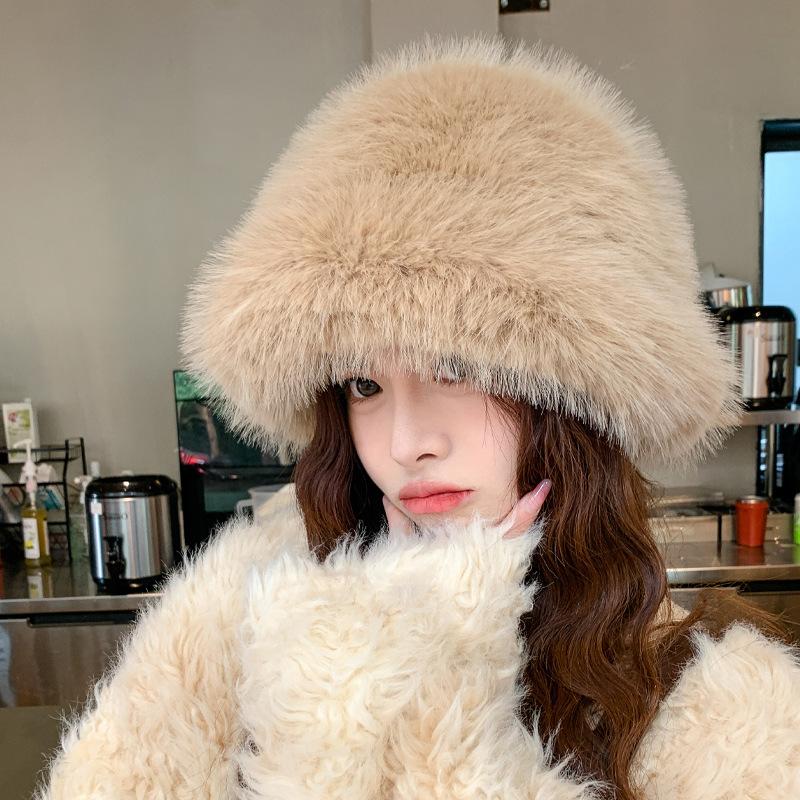 Faux Fur Women's Cossack Hat, Soft and Lightweight Plush Beanie, Solid Color Fuzzy Hat