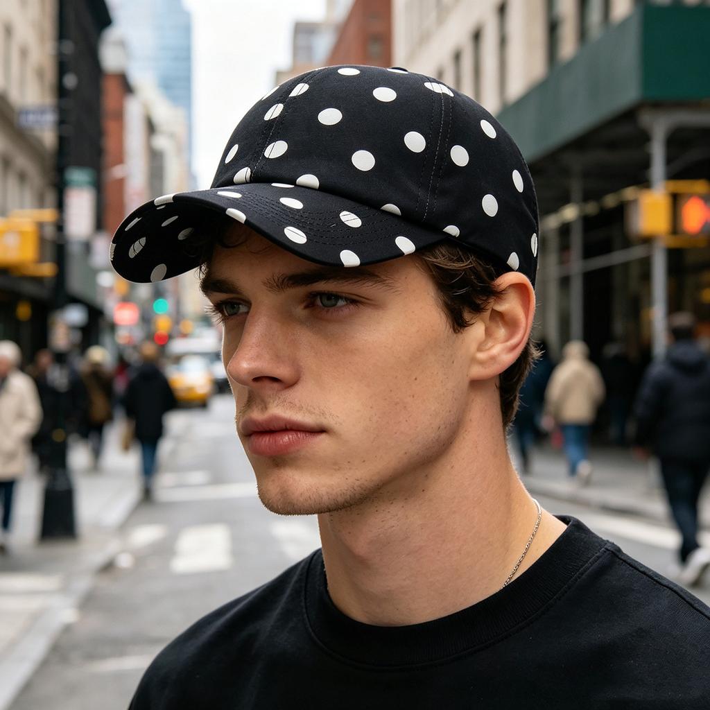 Unisex Baseball Cap Black and White Ins Polka Dot for Visor Hats for Adult Summer Travel Versatile Sun Hat