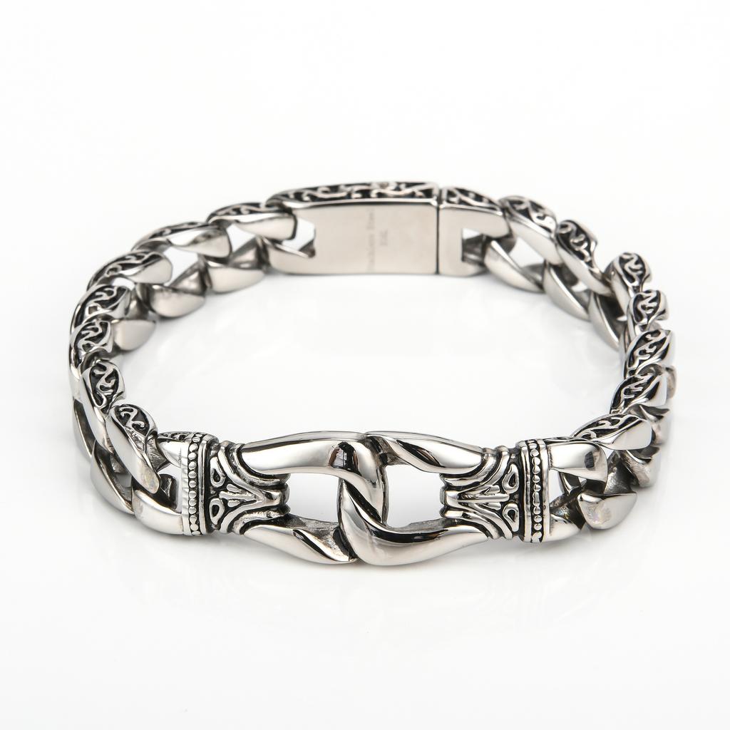 Personalized Fashion Men's Titanium Steel Bracelet, Creative Retro Lace Stainless Steel Bracelet Jewelry