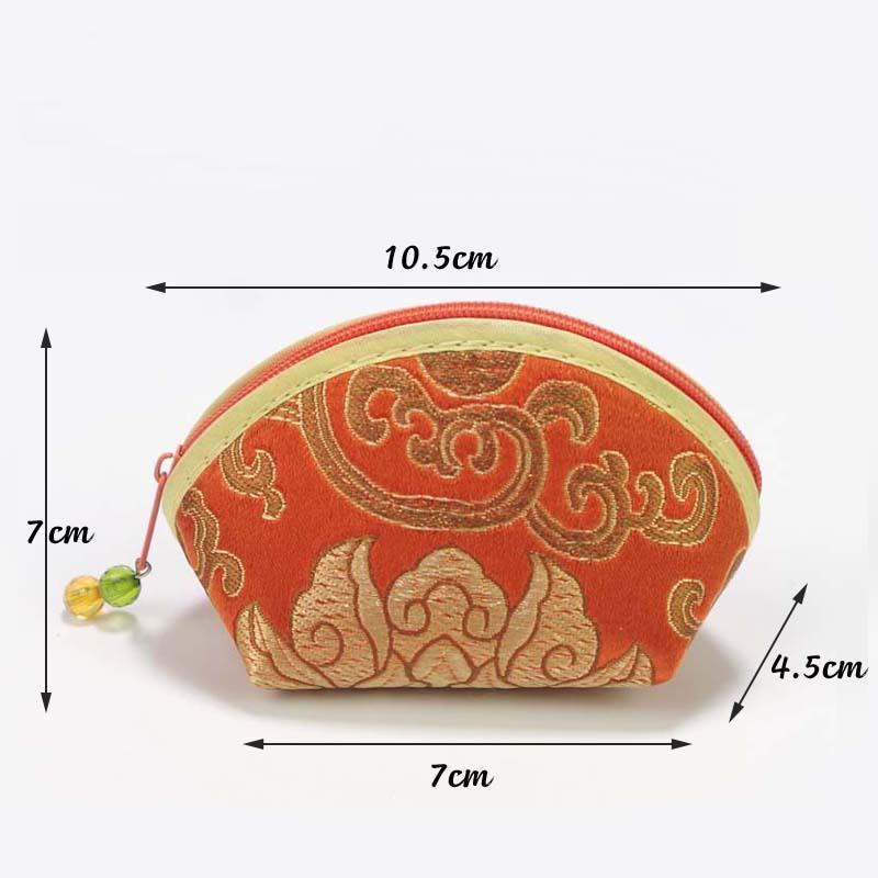 

Exquisite Chinese Style Purse Pouch Zip Women Jewelry Storage Bag Multi-Color Embroidery Cloth Jewelry Pouch Bracelet Container помаранчевий