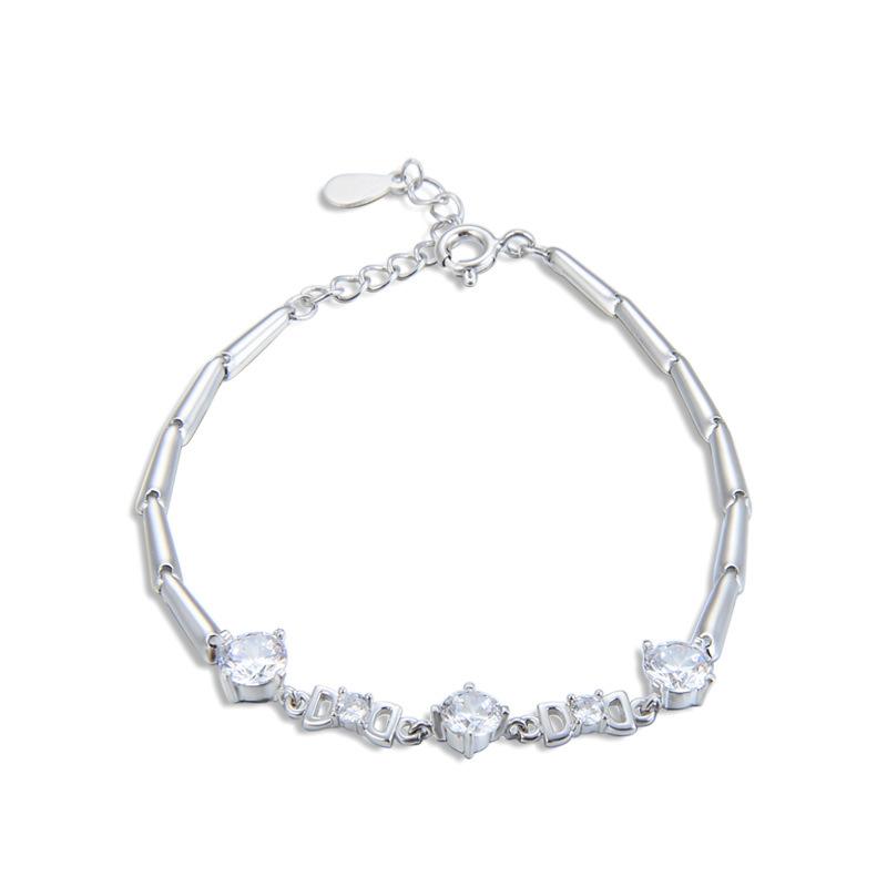Lindon Damen-Armband aus 925er-Sterlingsilber, Zirkon-Schmuck, geometrische Perlenkette, Gliederarmband, modisch, feines Hochzeitsgeschenk für Freundin