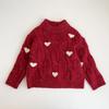 Girls winter red thickened love knitted sweater 2026 winter new baby girl Korean version foreign style pullover sweater