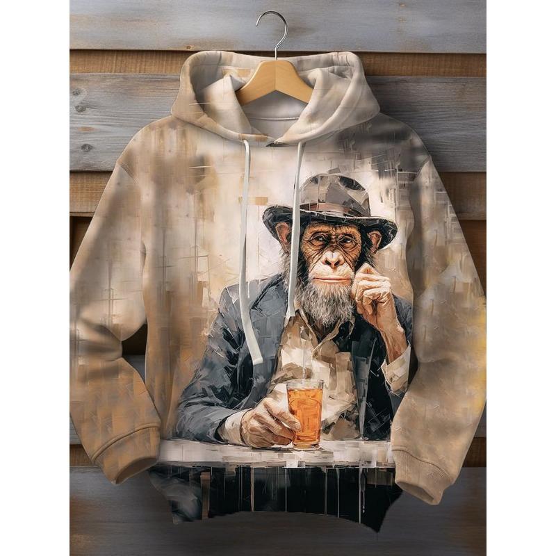 Toamna și iarna Animal Art Men's Hanorac Stil japonez Harajuku Fashion Casual Sport Hanorac Model Toamna și iarna