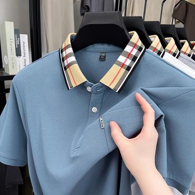 Camiseta Polo de Manga Corta con Cuello Solapa para Hombre, Informal y Cómoda, a la Moda, con Panelado, Camiseta con Cuello Solapa