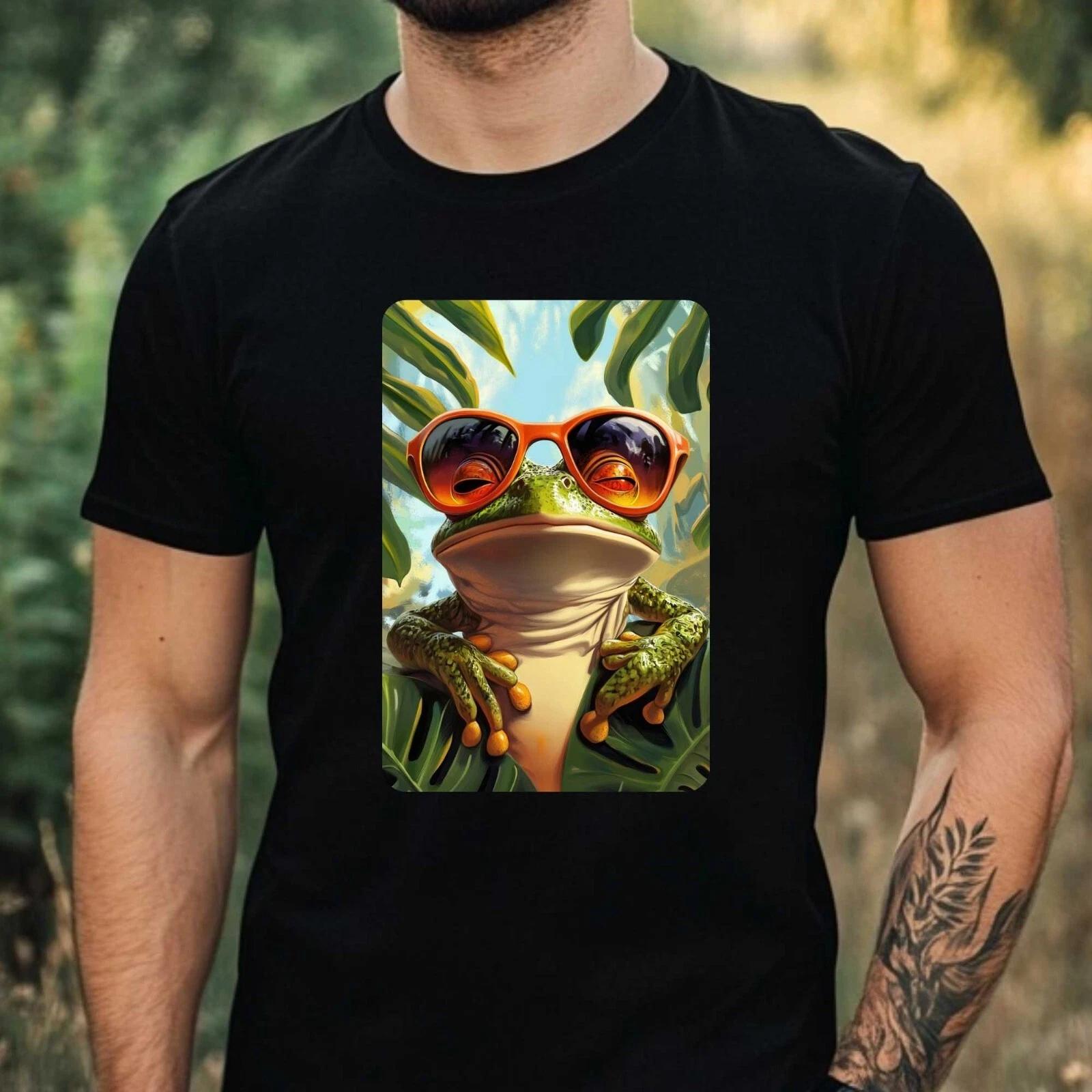 T-Shirt Herren Frosch mit Sonnenbrille Motiv Baumwolle Größe XS bis 5XL XL