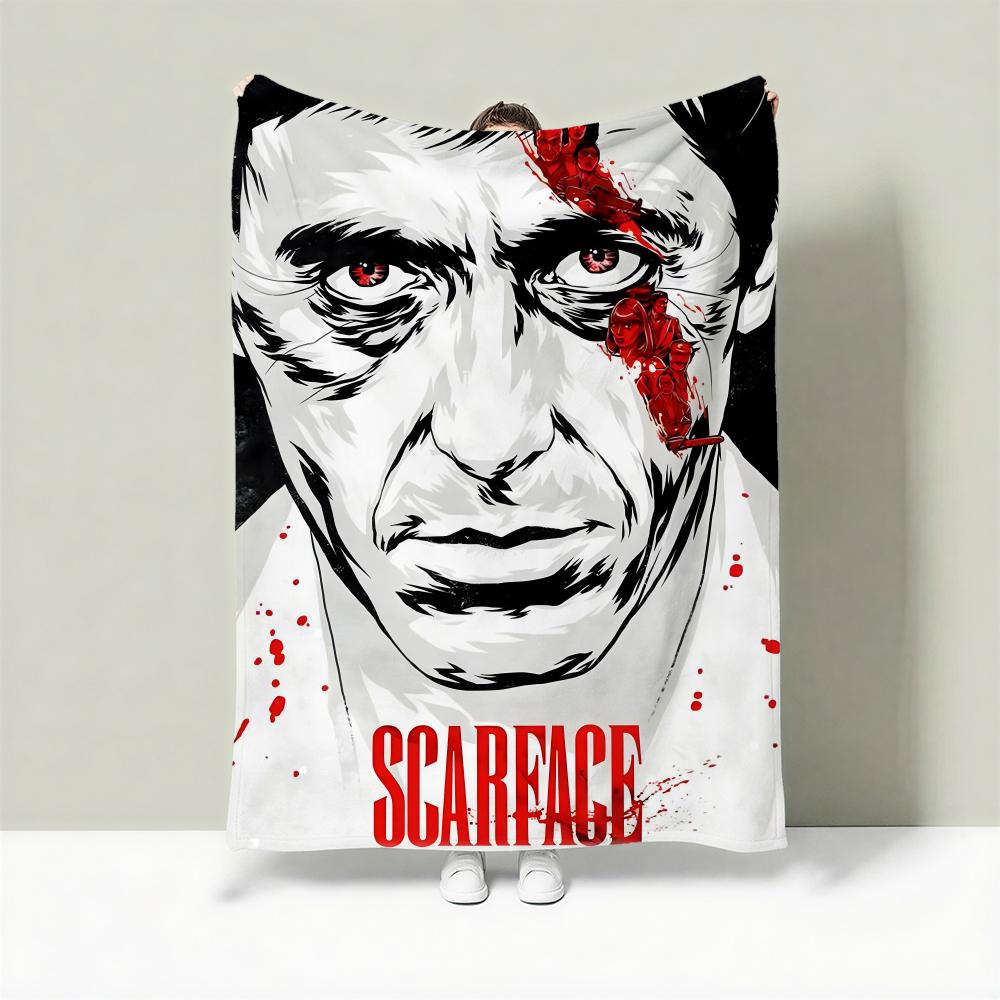 Movie S-Scarface Throw Lightweight 240g Flannel Blanket Soft Skin-friendly for Summer Cooling