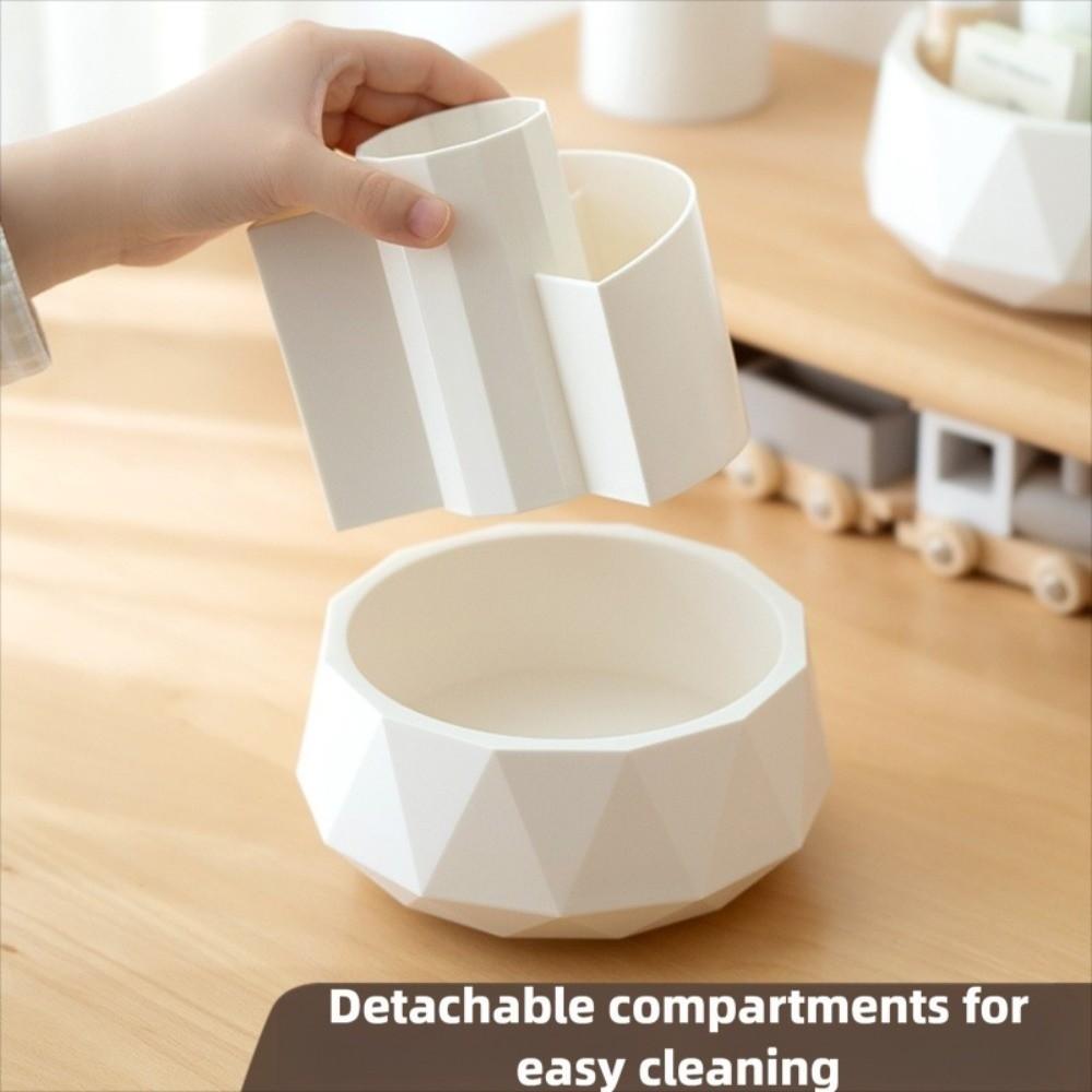 Pen Stand 360° Rotating Pen Holder 4-Grid Makeup Brush Organizer Pencil Storage Box  Home