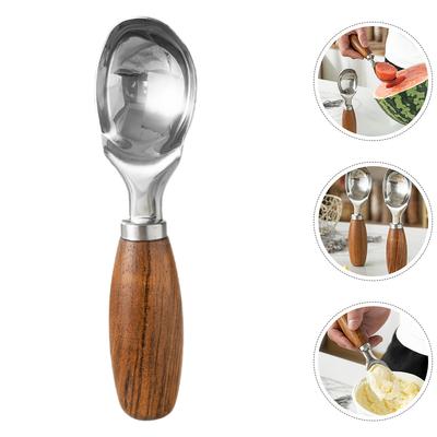 304 Stainless Steel Rosewood Ice Cream Scoop Fruit Watermelon Baller Spoon Mashing Ice Cream Scoops Potato Scoops Kitchen Tool