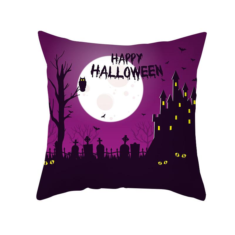 Halloween Pillow Case Cartoon Pumpkin Head Castle Peach Velvet Cushion Home Furnishings