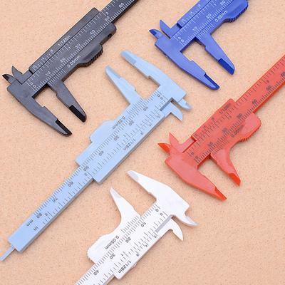 Çift Kurallı Ölçek Plastik Vernier Kumpas Ölçme Öğrenci Mini Alet Cetvel