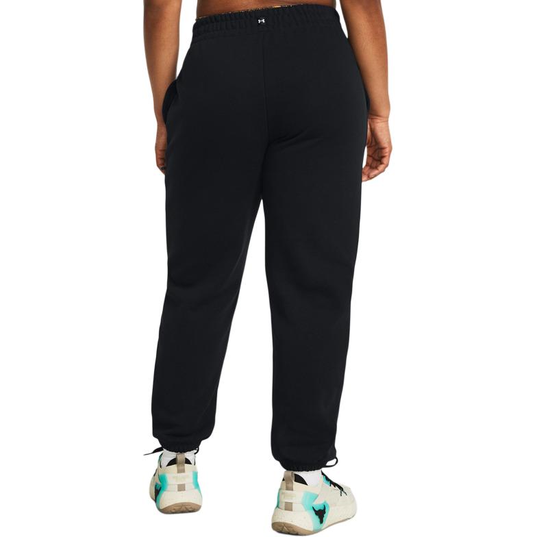 Under Armour Project Rock Logo Printed Drawstring Cuffed High Weight Training Casual Pants Women Pants Black 1383305-001