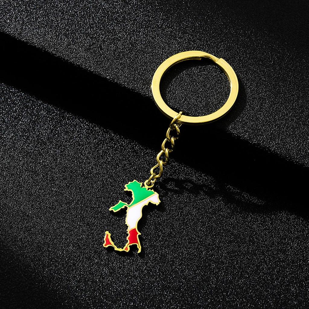 Trendiger Italien-Karten Schlüsselanhänger Edelstahl Material Schlüssel Schmuck Italien-Karten Schlüsselring Schlüssel Anhänger Geschenk für Frauen und Männer