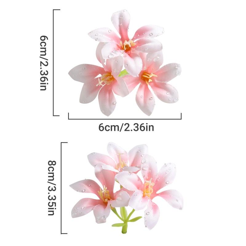 10Pcs 6cm Artificial Flower Head Mini Silk Dew Lily Flower Craft Wreath Home Decoration Wedding Decor Christmas Garland Supplies