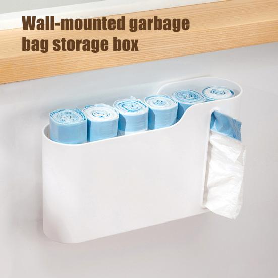Garbage Bag Storage Box Wall Hanging Nail-Free Installation Large Capacity Dust-Proof Closed Box Side Access Design Kitchen Bathroom Storage Organizer