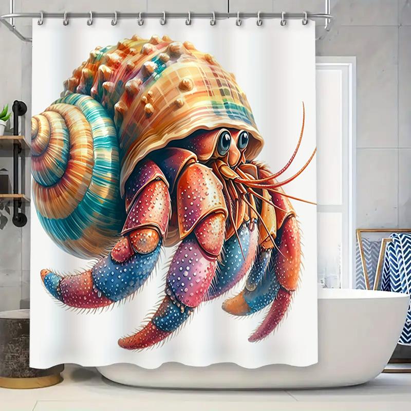 Colorful Hermit Crab Shower Curtain Bathroom Decor Waterproof Fabric Printing Perfect Gift for Beach Lovers 90x180cm