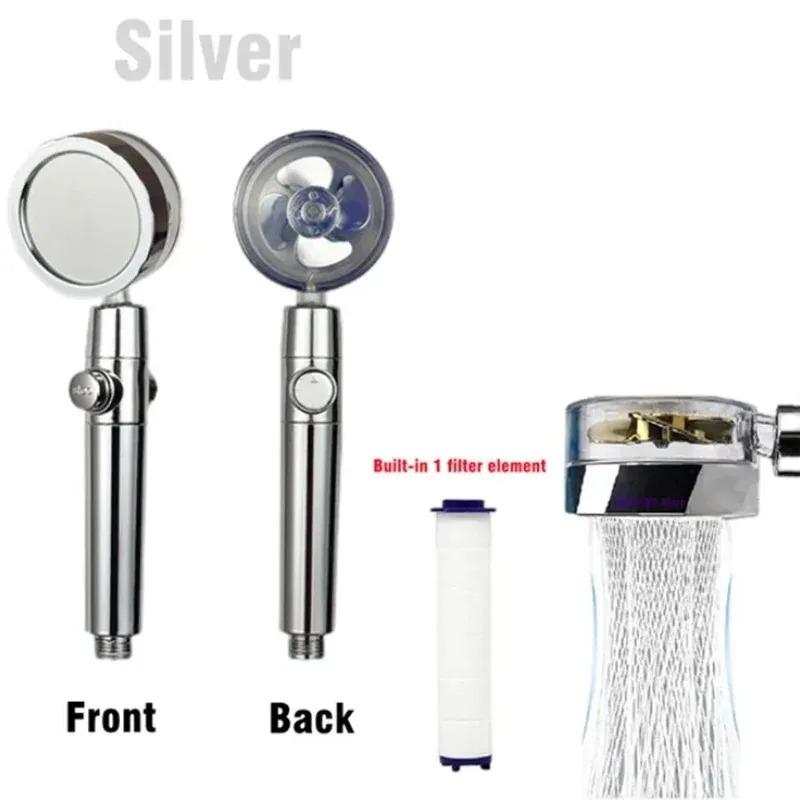 360 Degrees Rotation Turbo Fan Shower HeadHigh Pressure Water Saving Spray Adjustable Shower head Filters Bathroom Accessories