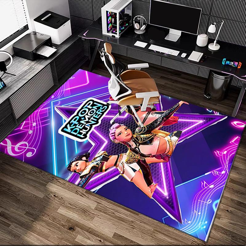 1pc Area Rug Appropriate for Office, Kpop Demon Hunters Carpet, Versatile Printed Chair Rug, Durable Home Sofa Carpet
