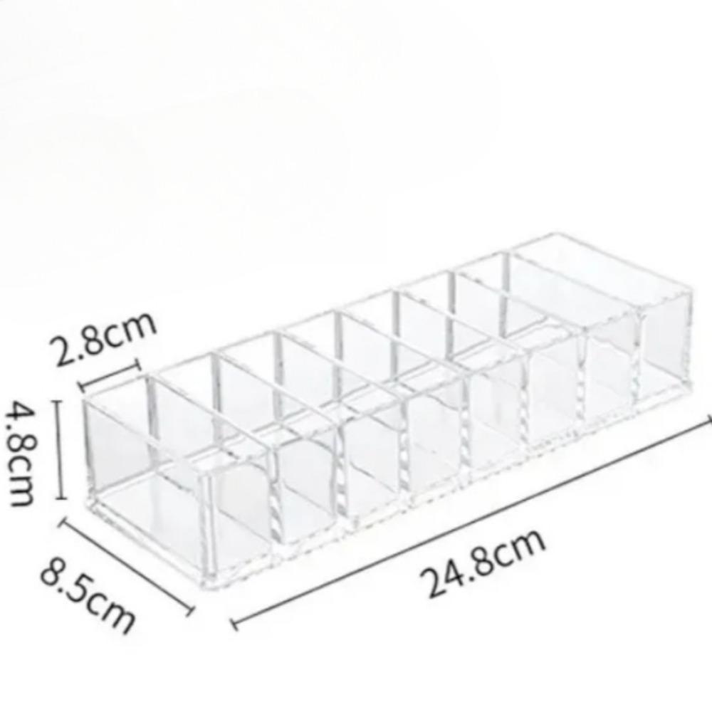 8 Grids Cosmetic Storage Box Transparent Powder Lipstick Display Holder Detachable Data Cable Organizer Home Storage Supplies