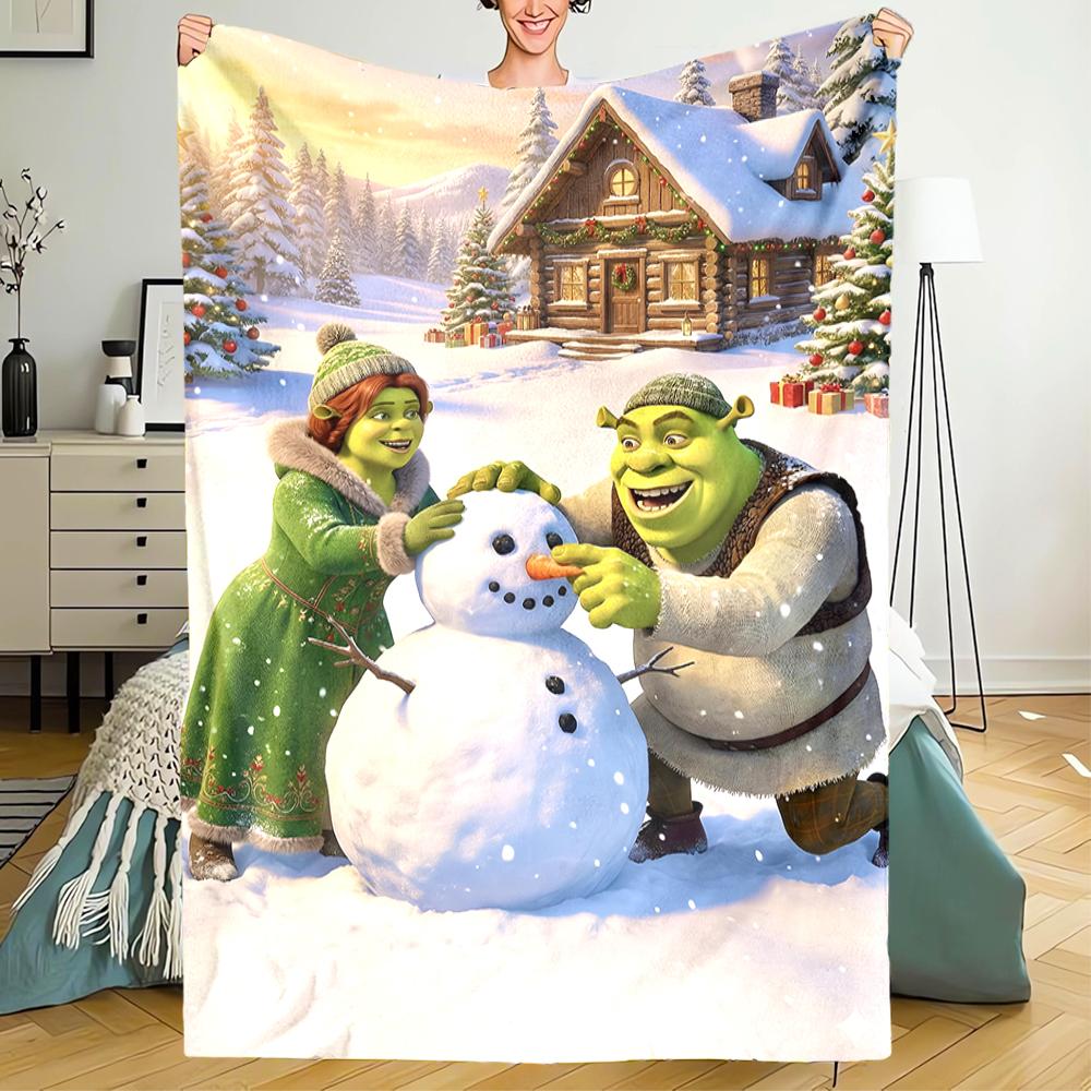 Shrek Theme Printed Blanket - Perfect for Couch, Bed, Travel & Outdoor Use | Machine Washable, Cozy & Durable.