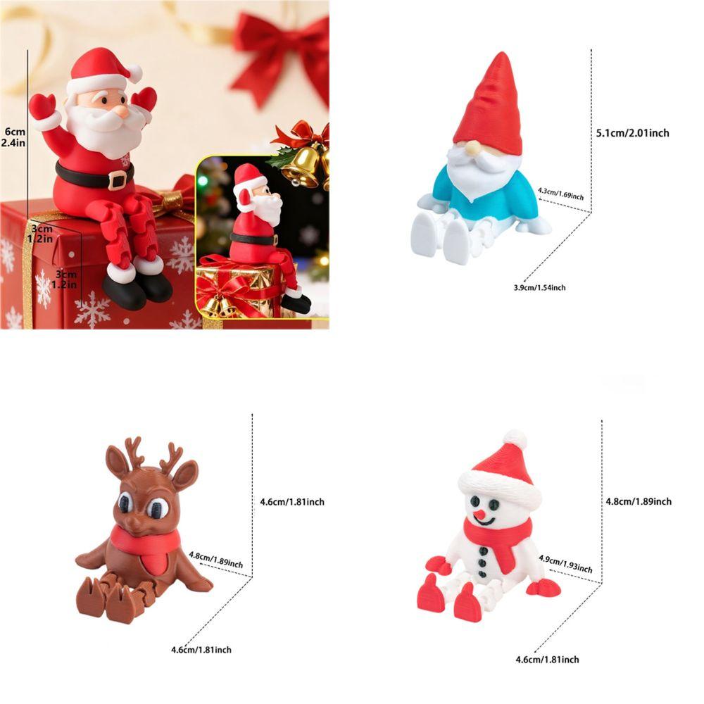 3D Printed Movable Santa Claus Figurine Articulated Movable Mini Santa Claus Ornament Car Decor