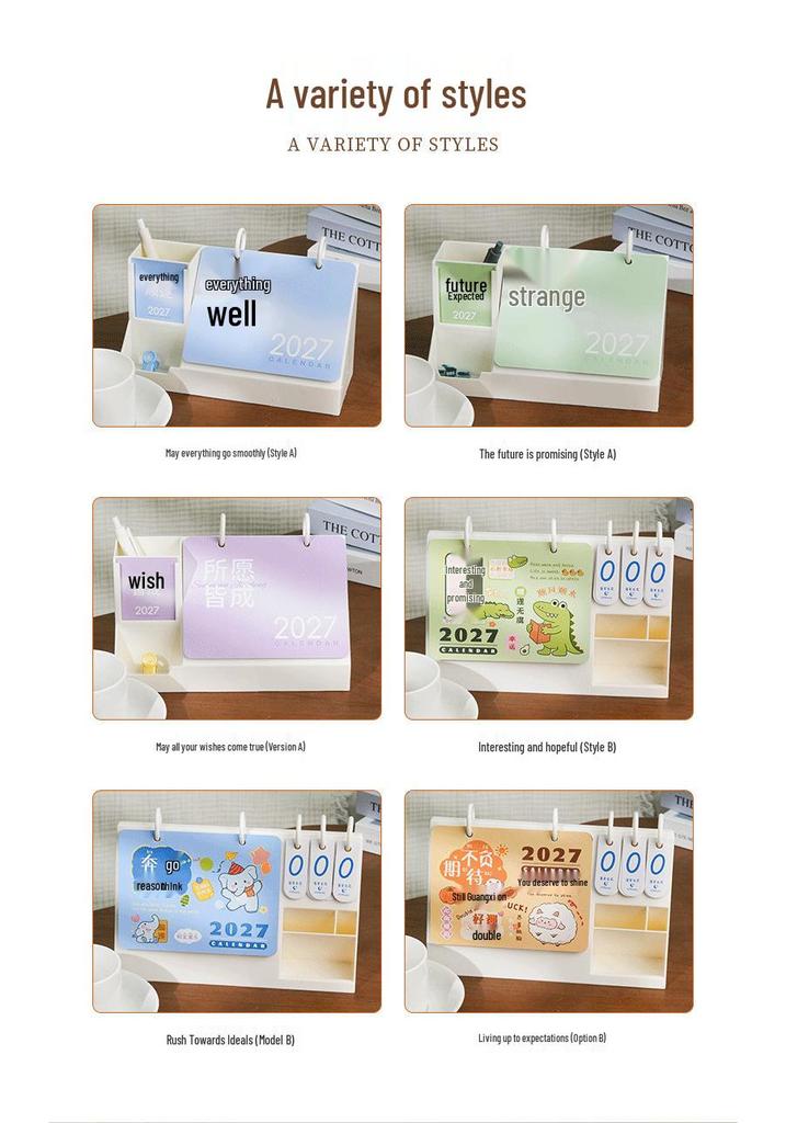 2027 Multi-functional Acrylic Desk Calendar with Custom Logo | High-Aesthetic Simple Style Desktop Ornament
