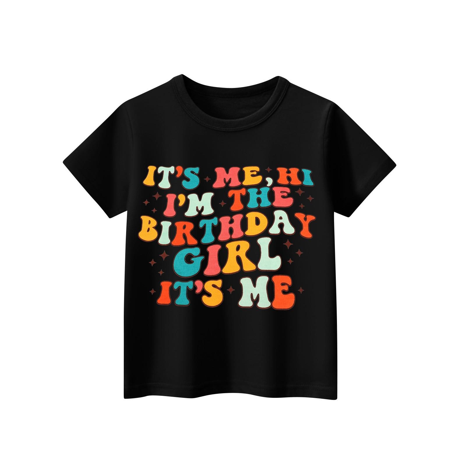 

Дитяча повсякденна модна футболка з принтом і круглим вирізом із короткими рукавами 160 чорний