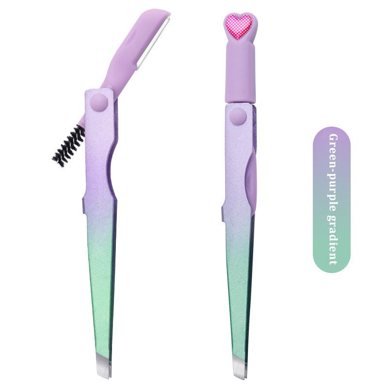 3-i-1 Ögonbrynstrimmer Säkerhetsblad Kvinnors ögonbryn Formningskniv Ögonbrynspincett Hårborttagning för finhår Kosmetiska verktyg