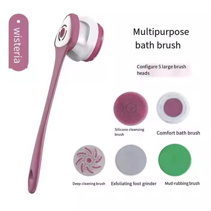 

Многофункциональная электрическая щетка для душа с длинной ручкой для очищения спины и тела, вибрирующая массажная щетка для ванны, очищающая тело фиолетовый