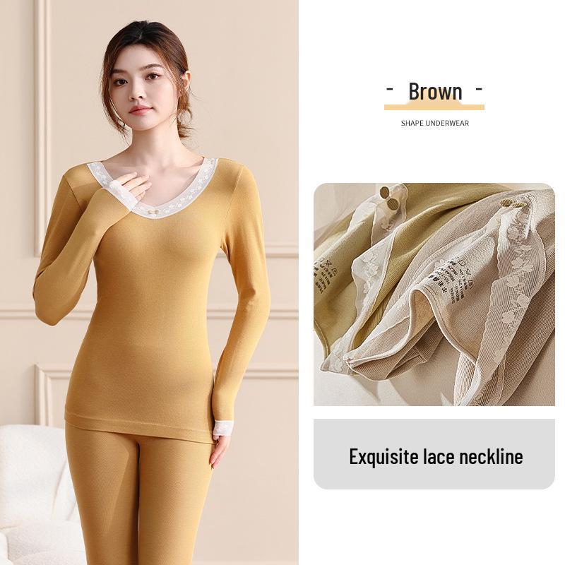 

Женский термокомплект для коррекции фигуры: Базовый слой с круглым вырезом из шелка тутового дерева и мериносовой шерсти для осени и зимы. One Size (40-70kg)