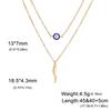 Teamer Italian Horn Blue Evil Eye Necklace Stainless Steel Double-layer Chain Necklaces Good Luck Protection Jewelry for Women
