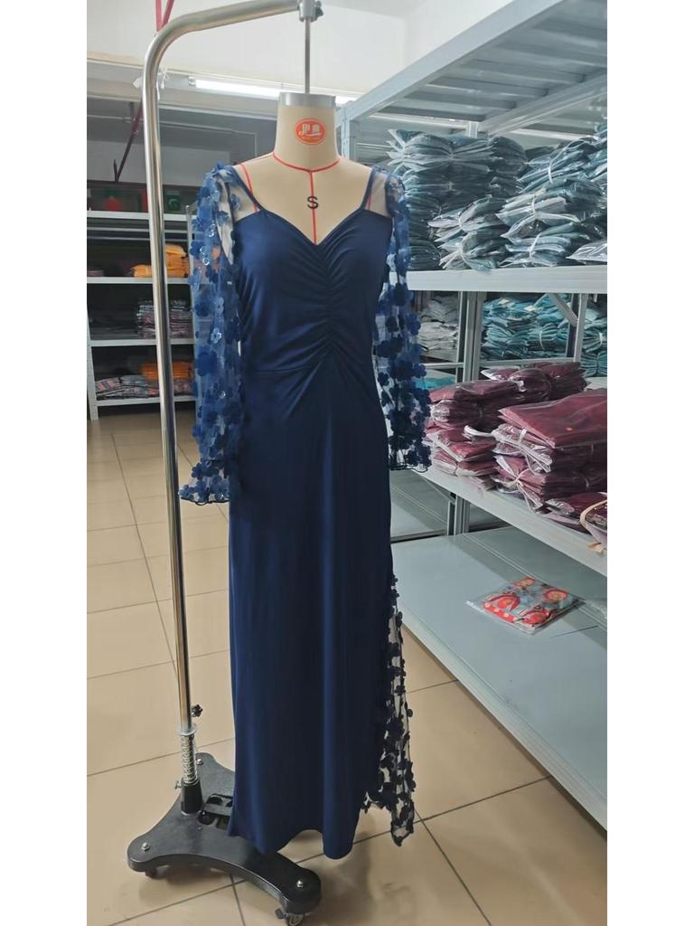 European Spring/Summer Elegant Mesh Long Sleeve Dress for Women