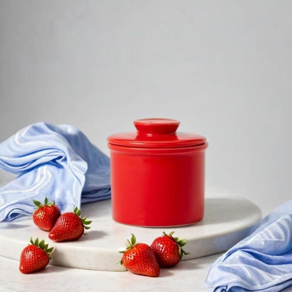 Sealed French Butter Crock Ceramic Butter Keeper Simple Butter Storage Container Cheese