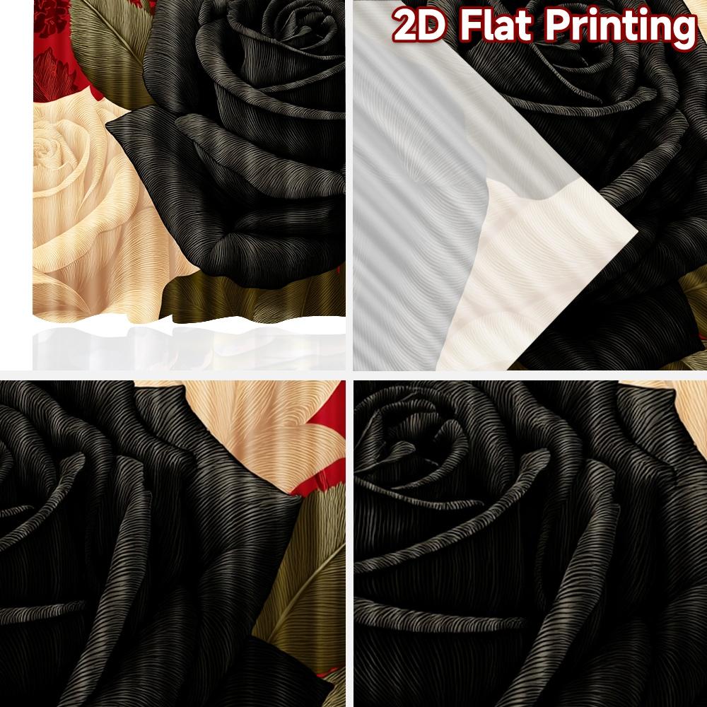 2D FLAT PRINTING 2pcs Curtains (Without Rod) Flower Bouquet on Red Easter holiday curtains with digital printing Durable