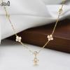 EFFIE QUEEN S925 Silver Natural Pearls Flower Charms Necklace with Small Zircon Romantic Flower Pendant Choker Chain Gift GPN100