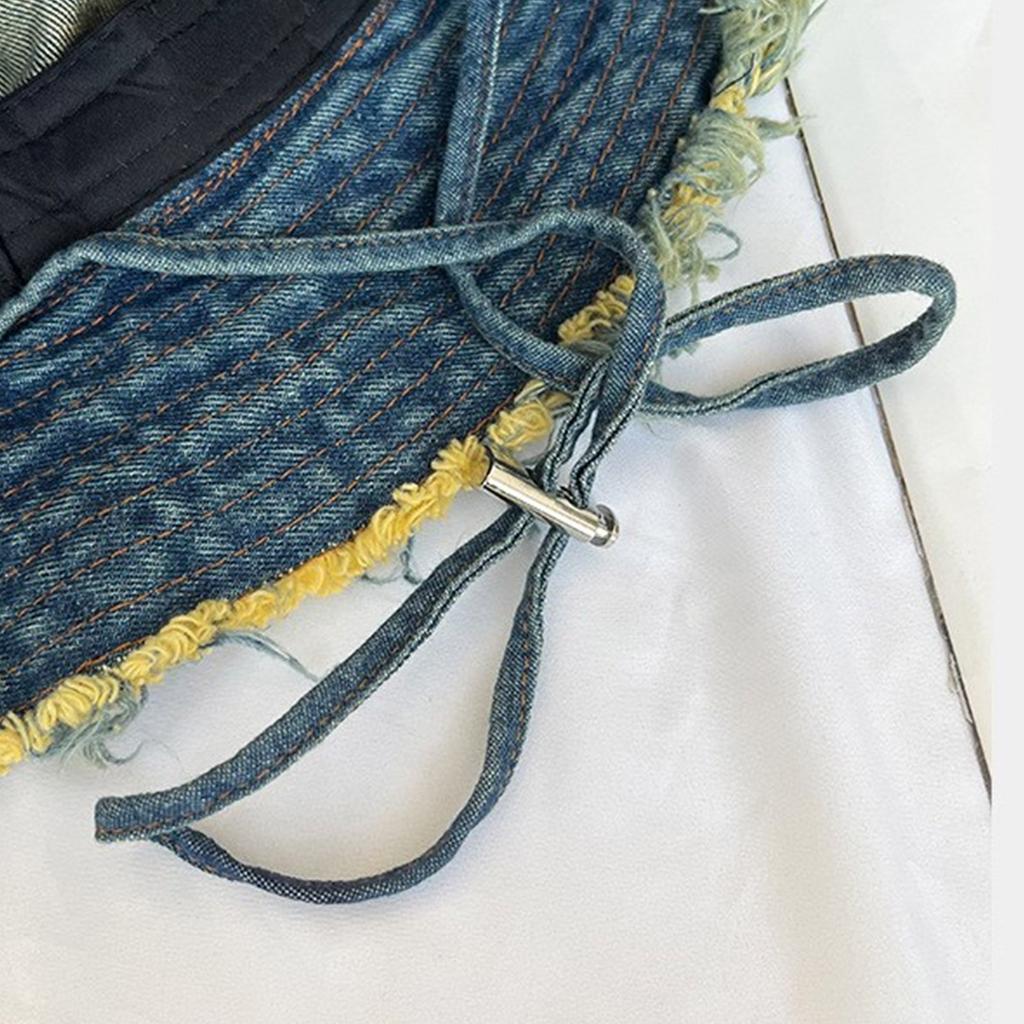 Bucket Hat for Adult Teenagers Wide Brim Foldable Soft Fisherman Hat Spring Summer Anti-uv Hat Frayed Edge Design