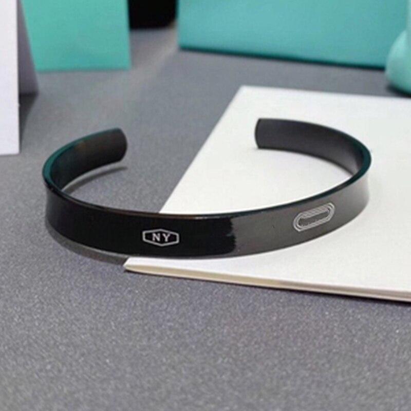 

925 пробы стерлингового серебра Европейский и американский классический стиль модный черный браслет, роскошные ювелирные изделия подарок для женщин