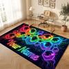 City Cyberpunk Theme Crystal Velvet Floor Rug Personalized Custom Name Text Warm Carpet Home Decoration