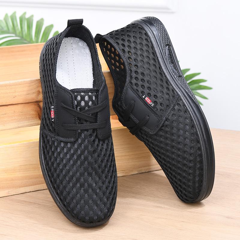 2025 Men s Lightweight Non-slip Lace-up Mesh Sandals Size 41 чёрный