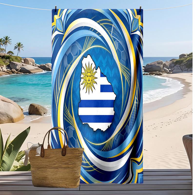 Uruguay Football Print Beach Towel Quick Dry Super Absorbent Soft Bath Towel for Swimming Beach Travel Fan Souvenir Gift