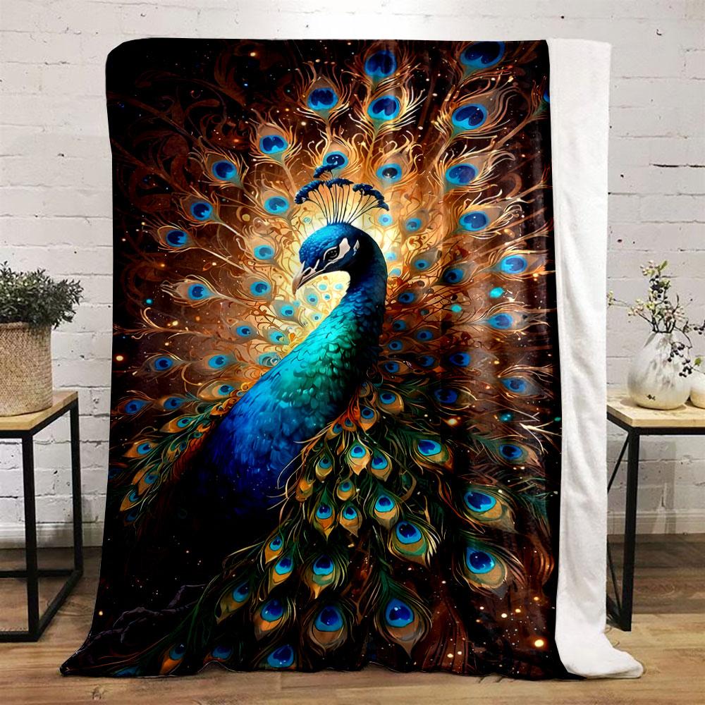 Stunning Peacock Pattern Blanket bedroom Blanket for Livingroom Couch lunch break Soft throw for Friend's festival Gift