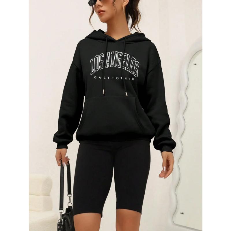 Los Angeles Art Letter Design Women Hoodies American Style Casual Hoody Autumn Hip Hop Female Hoodie Casual Fleece Clothing