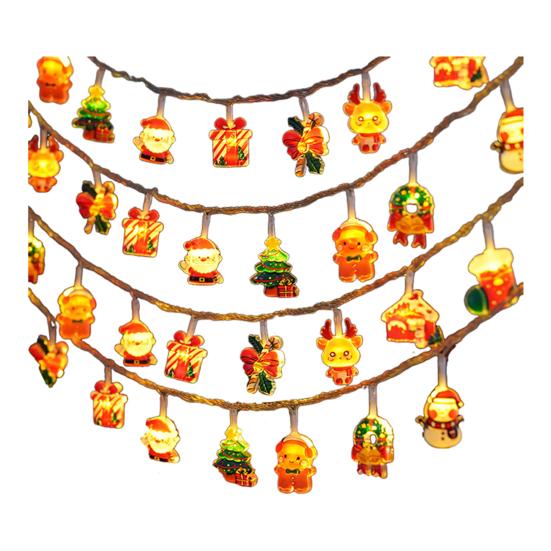 Christmas Fairy String Lights 10/20/40/80 LED Xmas Warm White Light with Santa Claus Tree Snowman Candy Cane Stockings for Indoor Home Party Decor
