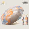 High value three-fold 8-bone small gold hook colored glue fabric sunscreen and UV protection folding parasol can be