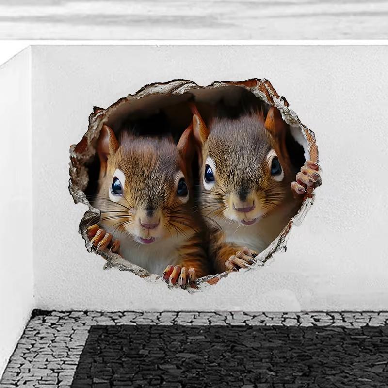 Funny Squirrel Mouse Wall Sticker Toilet Lid Stickers, Bedroom Entrance Living Room Porch Home Decora Waterproof Decals Stickers S744