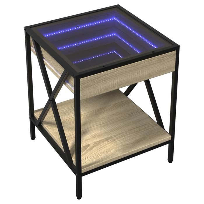 VidaXL Table de chevet avec LED infini chêne sonoma 40x40x49 cm 3284097