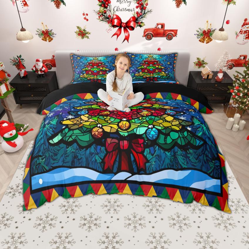 Comforter Homewish Xmas Santa Claus For Kids Children 2Pcs/3Pcs Rustic Lodge Cabin Xmas Bedding Happy New Year Bed Set