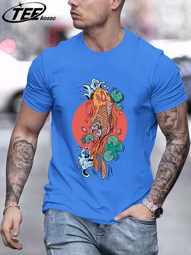 Harajuku Japan Tokyo Koi Printing TShirt Men Oversize Cotton T Shirts Trendy Retro Tops Casual AllMatch Unisex Short Sleeve